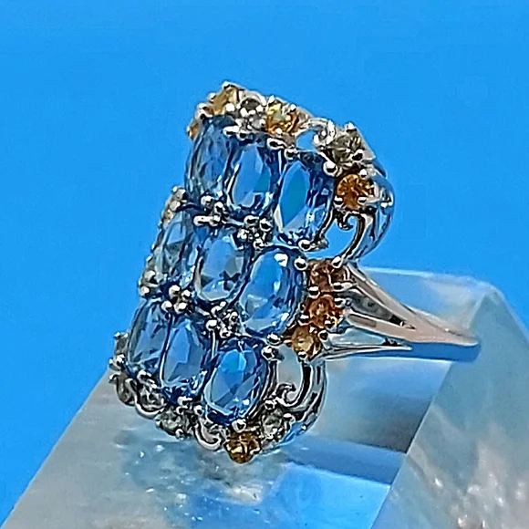 Natural Oval Swiss Blue Topaz 6x4mm Sapphire 925 Sterling Silver Ring Sz 7 - Picture 13 of 13
